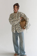 Vintage Floral Print Quilted Coat
