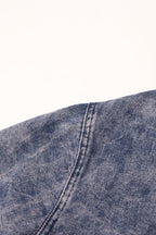 Denim Ostrich Feather Trim Belted Overcoat