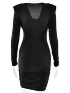 Modern Ruched Mini Dress With Deep V Neck For Women 2026