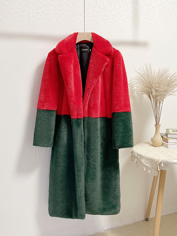 Faux Fur Coats For Women Two Tone Long Eco-friendly Fur Coat