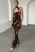 Sexy Strapless Floral Print Bodycon Maxi Dress