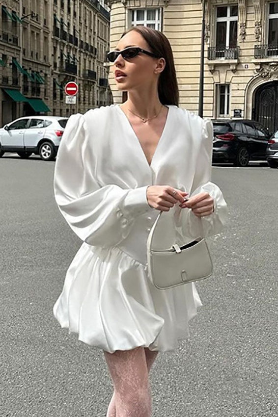 Elegant Satin Bubble Boho Dress