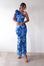 Genie Ruffle Printed Maxi Dress | Blue