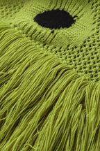 Green Polka Dot Knit Fringe Hem Maxi Dress