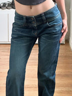 Wide Waist Buttoned Slim Fit Flare Jeans