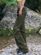 Vintage Green Low Waist Flare Jeans