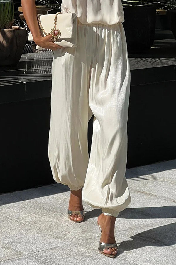 Aurelia Metallic Satin Jogger Pants