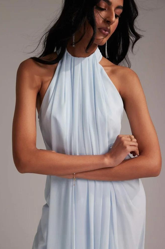 Blue Halter Maxi Dress