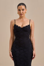 Spaghetti Strap Sweetheart Lace Bustier Mermaid Maxi Dress