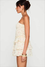 Elegant Floral Ruched Waist Mini Dress
