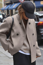 Double Breasted Wool Blend Coat