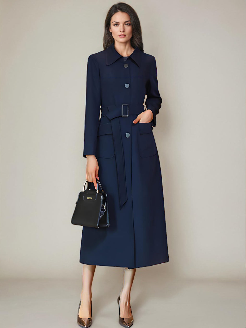 Women's Trench Coat Fashion Polyester Turndown Collar Sash Long Sleeves