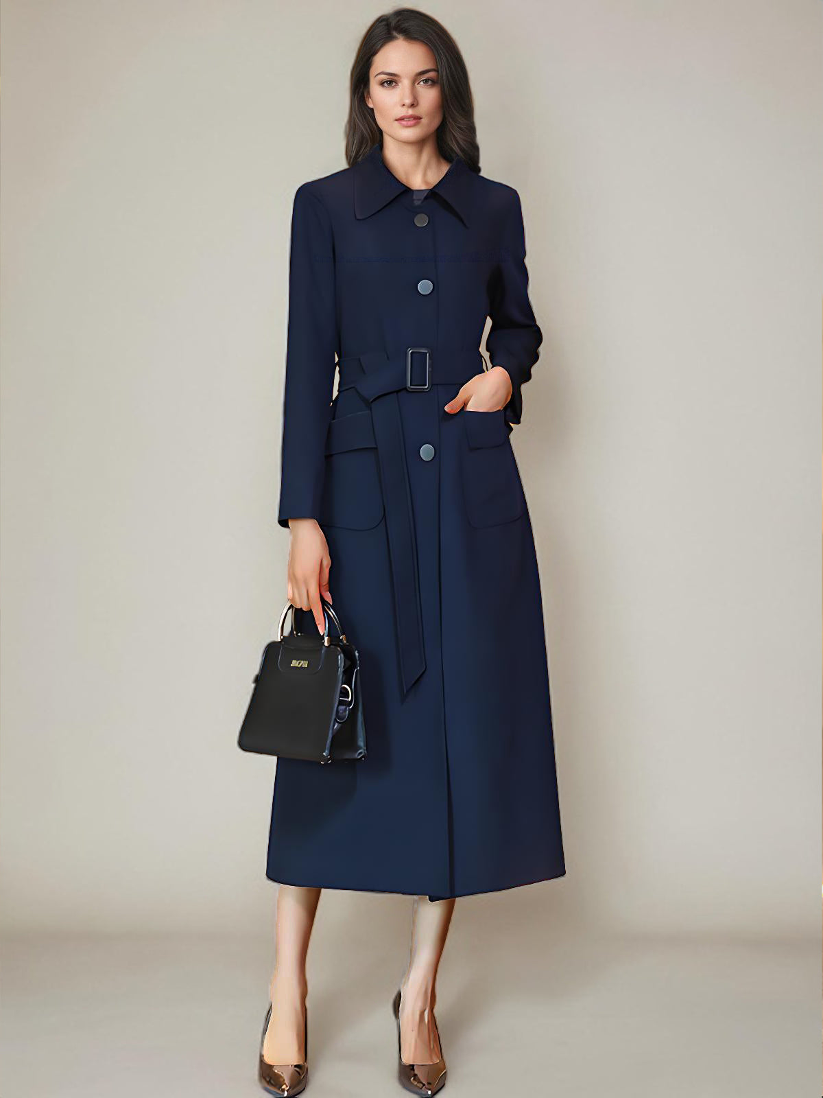 Women's Trench Coat Fashion Polyester Turndown Collar Sash Long Sleeves
