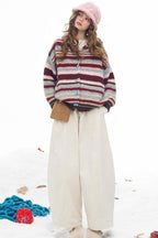 Rainbow Stripe Toggle Hooded Sweater