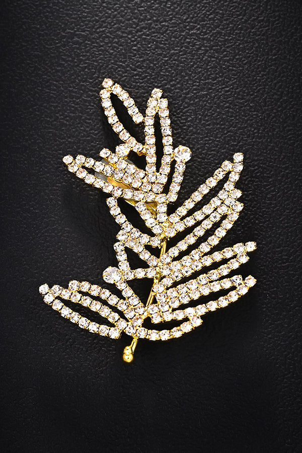 Rhinestone Leaf Ear-Cuff Earrings