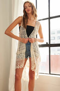 ADORA Crochet Lace Sleeveless Vest Cardigan