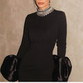 Bell-Sleeve Gown with Embellished Collar