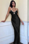 Back-Tie Low-Back Slip Party Dress