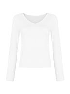 Solid V Neck Slim Long Sleeve Tee