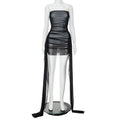 Mesh Ribbon Pleated Dress for Women
