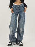 Washed Tattered Dangle Boyfriend Jeans