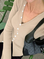 Button-Fastening Slim Fit Long Sleeve