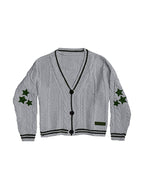 Oversize Star Embroidered Cable Knit Cardigan