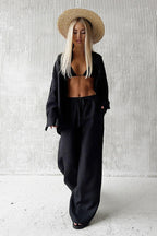 Cotton Long Sleeve Button Down Shirt Pants Set