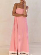 Smocked Printed Tube Maxi Dress