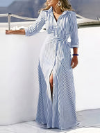 Verónica Chic Striped Maxi Dress Elevated Occasion Wear