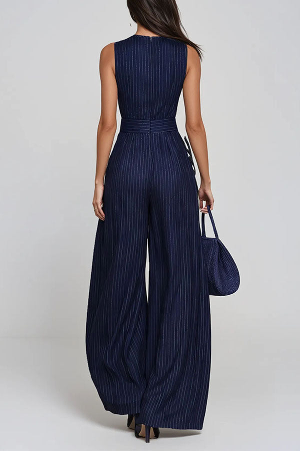 Hermanus Sleeveless Striped Wide Leg Jumpsuit