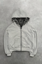 Reversible Leopard Print Zip Loose Vintage Hoodie