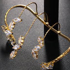 Leaf Shaped Zirconia Adjustable Bracelet