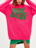 Contrast Color Letter Print Pull Over Sweater
