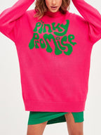Contrast Color Letter Print Pull Over Sweater
