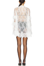 Sexy See-through Lace Loose Long-sleeved Mini Dress