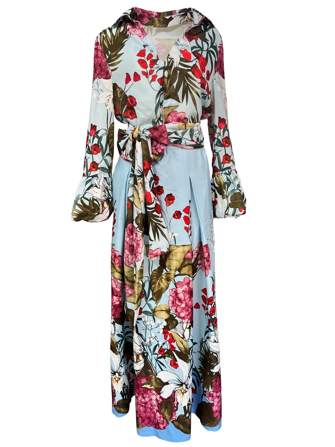 Elegant two-piece shirt and skirt set