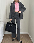 Wine Red Double Breasted Trousers Office Two Piece Set