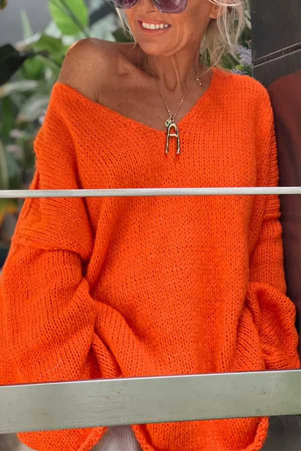 | Patchwork knitted sweater, V-neck, long sleeves