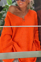 | Patchwork knitted sweater, V-neck, long sleeves