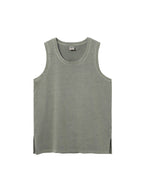 Washed Distressed Hem Slit Tank Top
