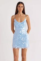 Solid Sequin Spaghetti Strap Mini Dress