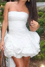 Spring Elegant Ruched Corset Dress with Layered Skirt Party Dress