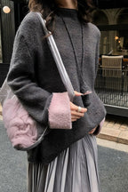 Color-Block Mock Neck Loose Lazy-Style Knit Sweater