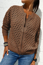 Hollow knitwear zipper jacket