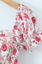 Floral Print Off Shoulder Lace Up Corset Tiered Ruffle Mini Dress