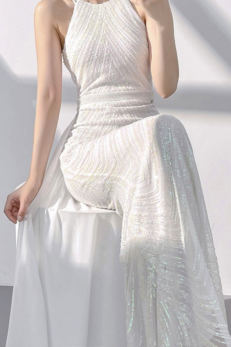 Halter Sequin Mermaid Maxi Dress