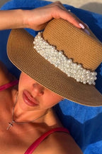 Pearl Embellished Beach Hat