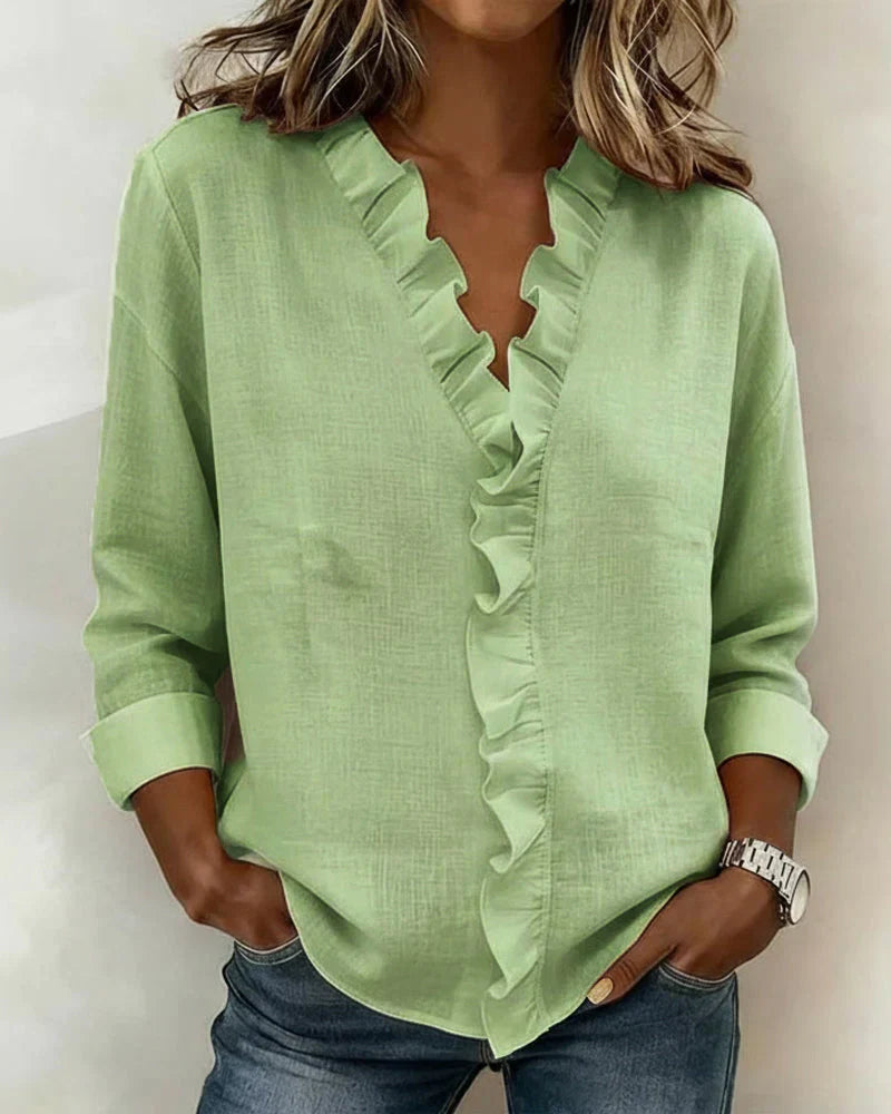 Elara | V-Neck Long Sleeve Blouse