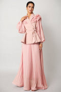 Sorel Double Breasted Pleated Maxi Dress Set